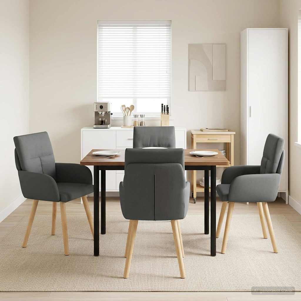 vidaXL Καρέκλες φαγητού 4 pcs Ύφασμα Σκούρο Γκρι 60 x 56 x 96 εκ