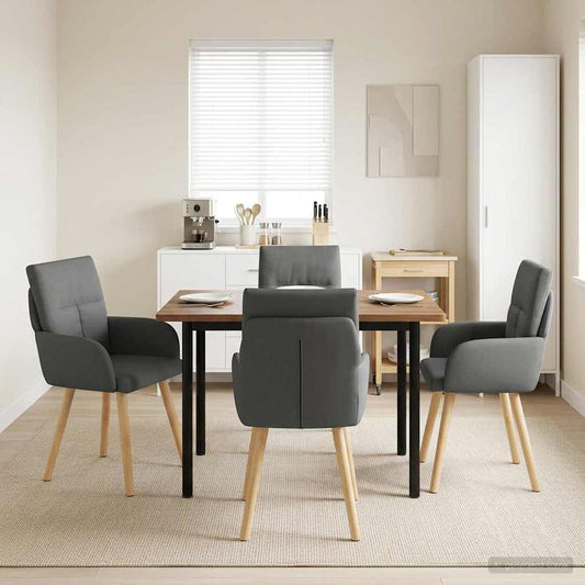 vidaXL Καρέκλες φαγητού 4 pcs Ύφασμα Σκούρο Γκρι 60 x 56 x 96 εκ