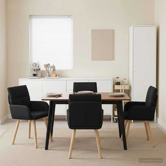 vidaXL Καρέκλες φαγητού 4 pcs Ύφασμα Μαύρο 60 x 56 x 96 εκ
