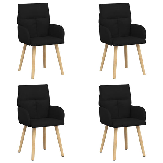 vidaXL Καρέκλες φαγητού 4 pcs Ύφασμα Μαύρο 60 x 56 x 96 εκ