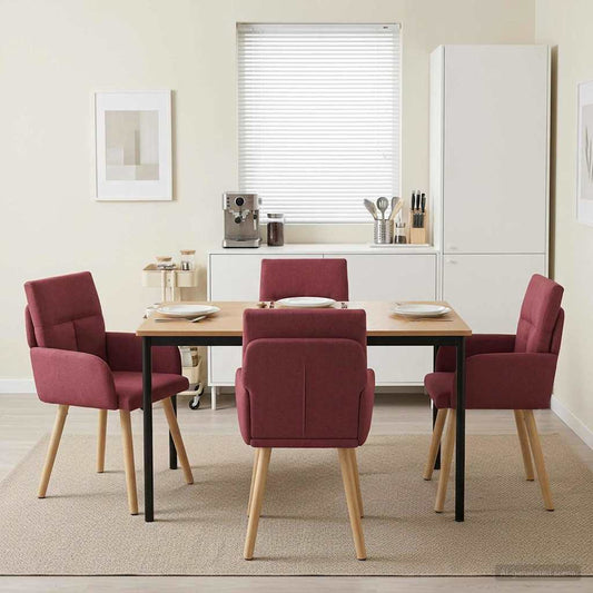 vidaXL Καρέκλες φαγητού 4 pcs Ύφασμα Κόκκινο 60 x 56 x 96 εκ