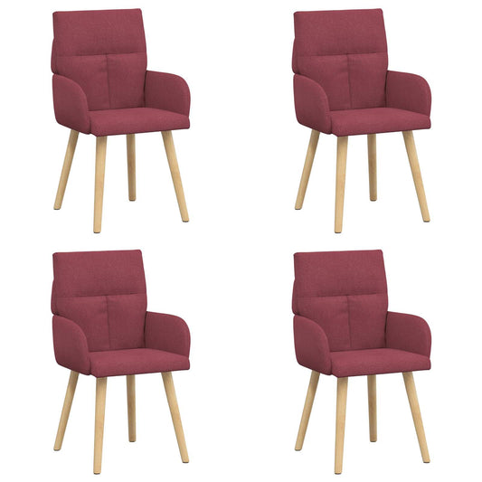 vidaXL Καρέκλες φαγητού 4 pcs Ύφασμα Κόκκινο 60 x 56 x 96 εκ