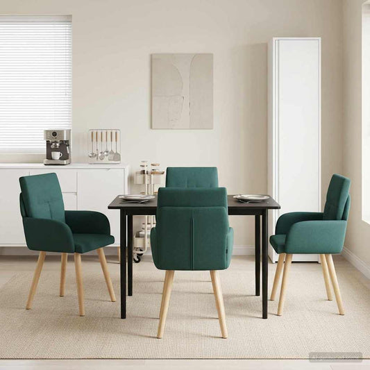 vidaXL Καρέκλες φαγητού 4 pcs Ύφασμα Σκούρο Πράσινο 60 x 56 x 96 εκ