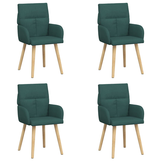 vidaXL Καρέκλες φαγητού 4 pcs Ύφασμα Σκούρο Πράσινο 60 x 56 x 96 εκ