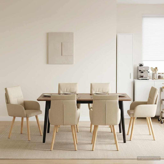 vidaXL Καρέκλες φαγητού 4 pcs Ύφασμα Κρεμ 60 x 56 x 96 εκ