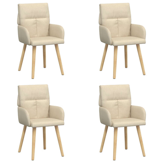 vidaXL Καρέκλες φαγητού 4 pcs Ύφασμα Κρεμ 60 x 56 x 96 εκ