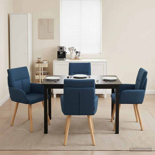 vidaXL Καρέκλες φαγητού 4 pcs Ύφασμα Μπλε 60 x 56 x 96 εκ