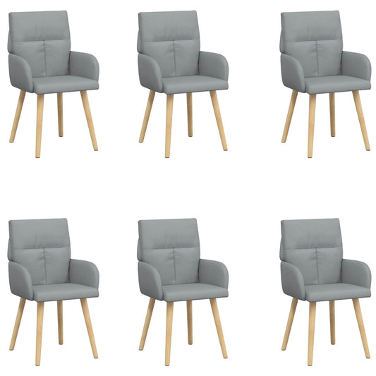 vidaXL Καρέκλες φαγητού 6 pcs Ύφασμα Ανοιχτό γκρι 60 x 56 x 96 εκ
