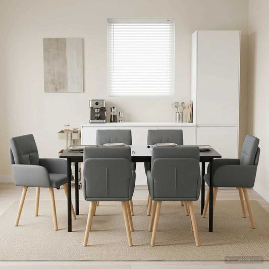 vidaXL Καρέκλες φαγητού 6 pcs Ύφασμα Σκούρο Γκρι 60 x 56 x 96 εκ