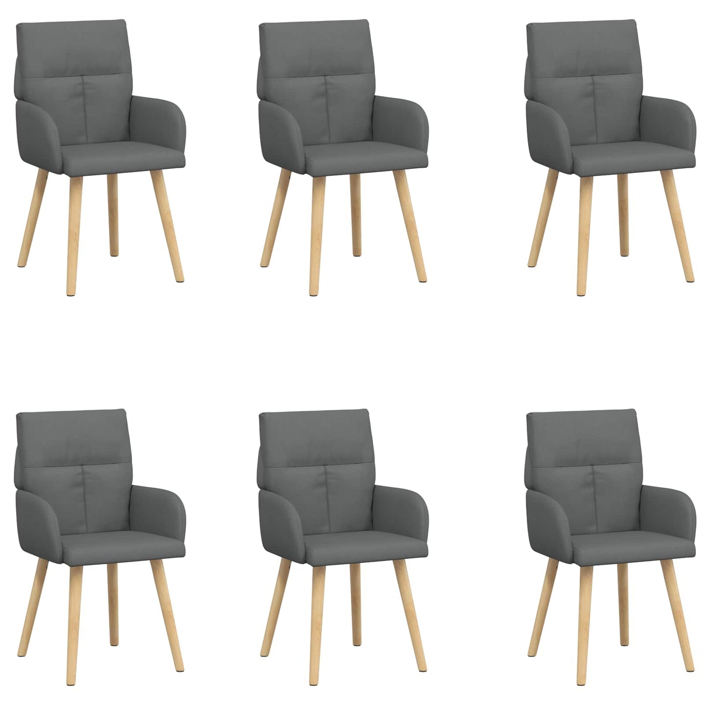 vidaXL Καρέκλες φαγητού 6 pcs Ύφασμα Σκούρο Γκρι 60 x 56 x 96 εκ