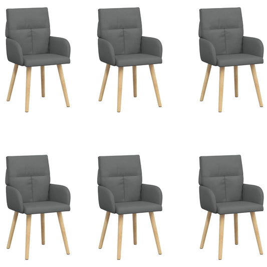 vidaXL Καρέκλες φαγητού 6 pcs Ύφασμα Σκούρο Γκρι 60 x 56 x 96 εκ