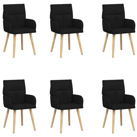 vidaXL Καρέκλες φαγητού 6 pcs Ύφασμα Μαύρο 60 x 56 x 96 εκ