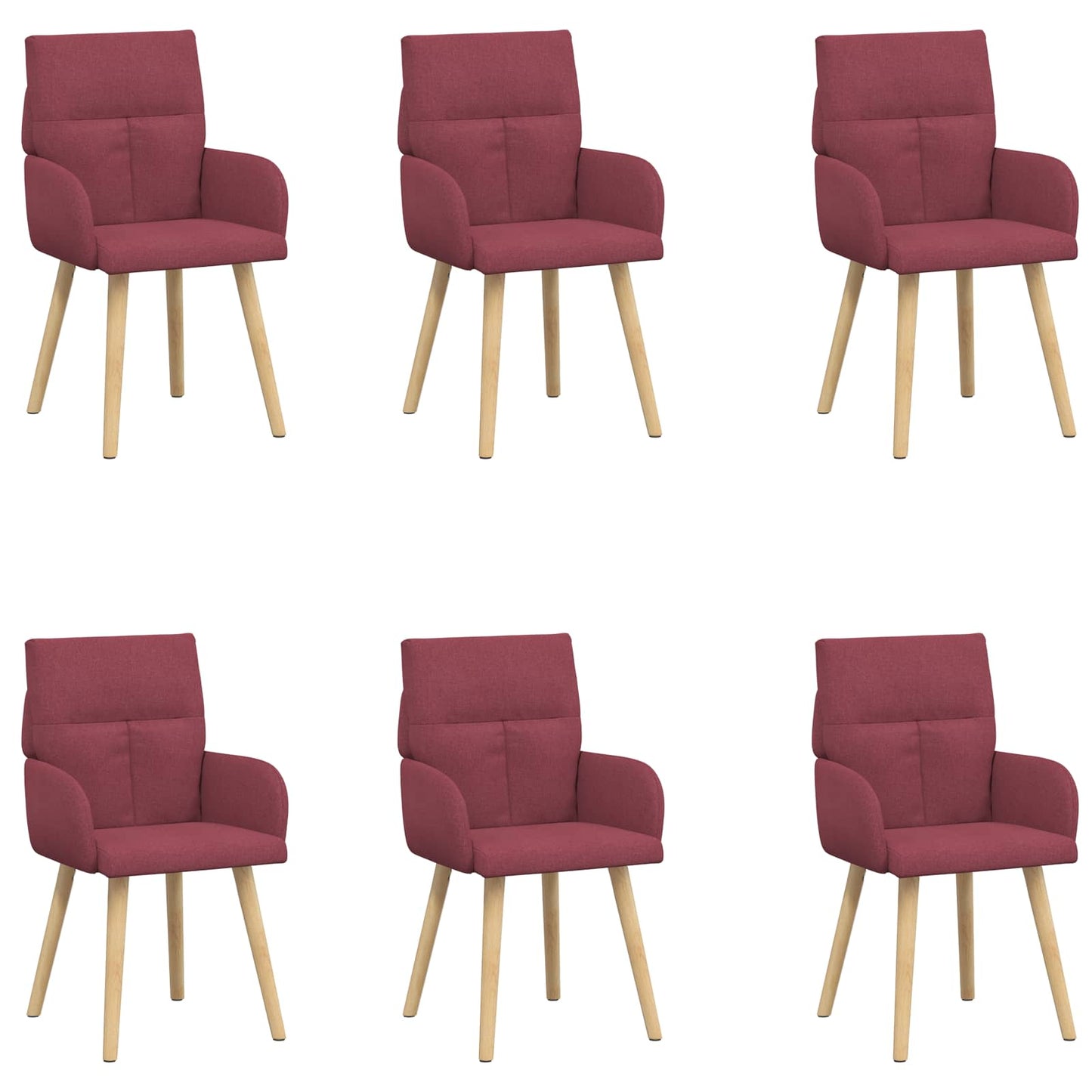 vidaXL Καρέκλες φαγητού 6 pcs Ύφασμα Κόκκινο 60 x 56 x 96 εκ