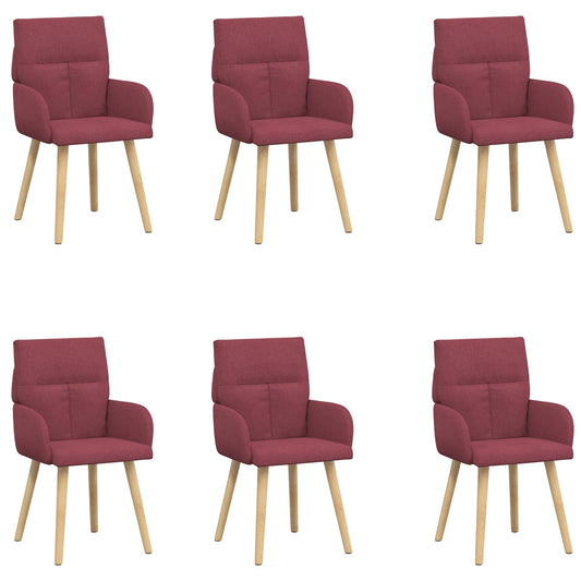 vidaXL Καρέκλες φαγητού 6 pcs Ύφασμα Κόκκινο 60 x 56 x 96 εκ
