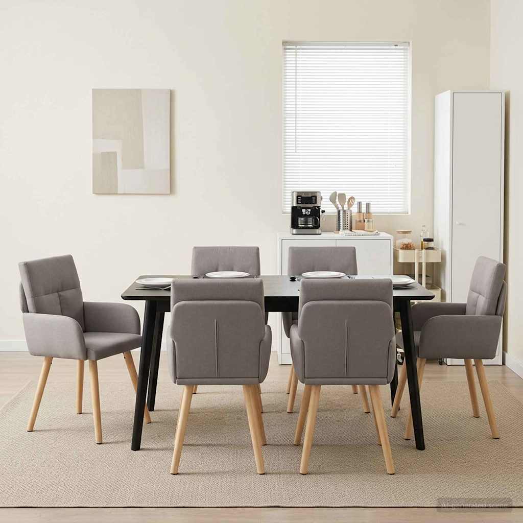 vidaXL Καρέκλες φαγητού 6 pcs Ύφασμα Taupe 60 x 56 x 96 εκ