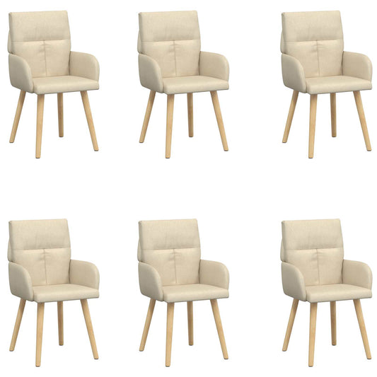 vidaXL Καρέκλες φαγητού 6 pcs Ύφασμα Κρεμ 60 x 56 x 96 εκ