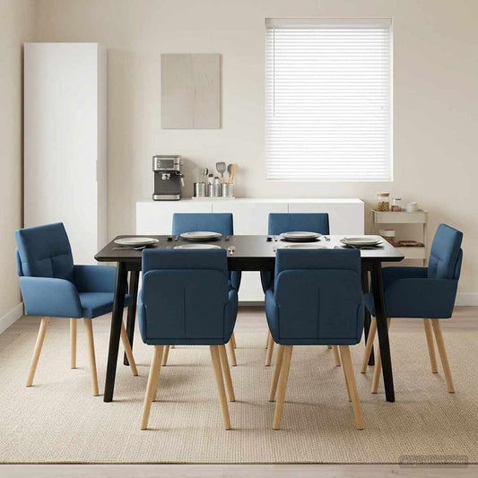 vidaXL Καρέκλες φαγητού 6 pcs Ύφασμα Μπλε 60 x 56 x 96 εκ