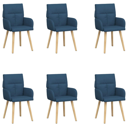 vidaXL Καρέκλες φαγητού 6 pcs Ύφασμα Μπλε 60 x 56 x 96 εκ