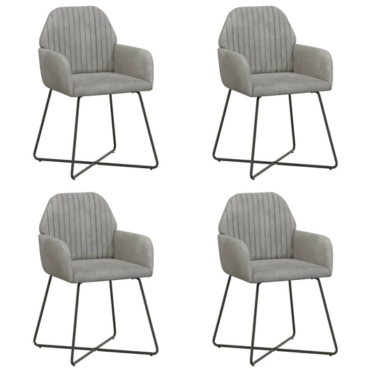 vidaXL Καρέκλες φαγητού 4 pcs Βελούδο Ανοιχτό γκρι 55 x 50 x 84 εκ.
