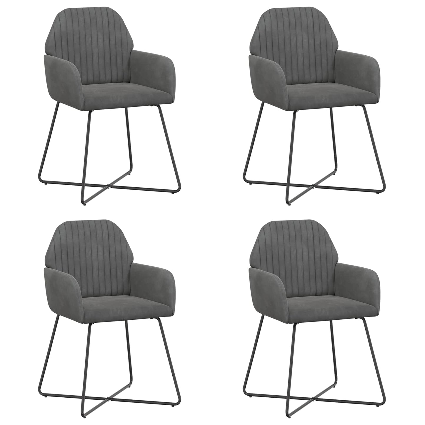 vidaXL Καρέκλες φαγητού 4 pcs Βελούδο Σκούρο Γκρι 55 x 50 x 84 εκ.