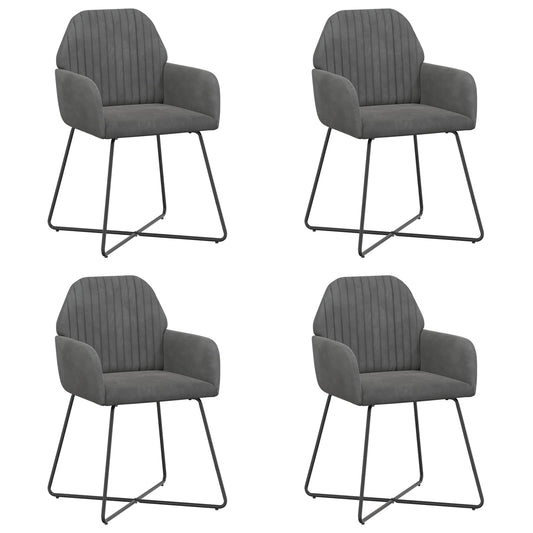 vidaXL Καρέκλες φαγητού 4 pcs Βελούδο Σκούρο Γκρι 55 x 50 x 84 εκ.