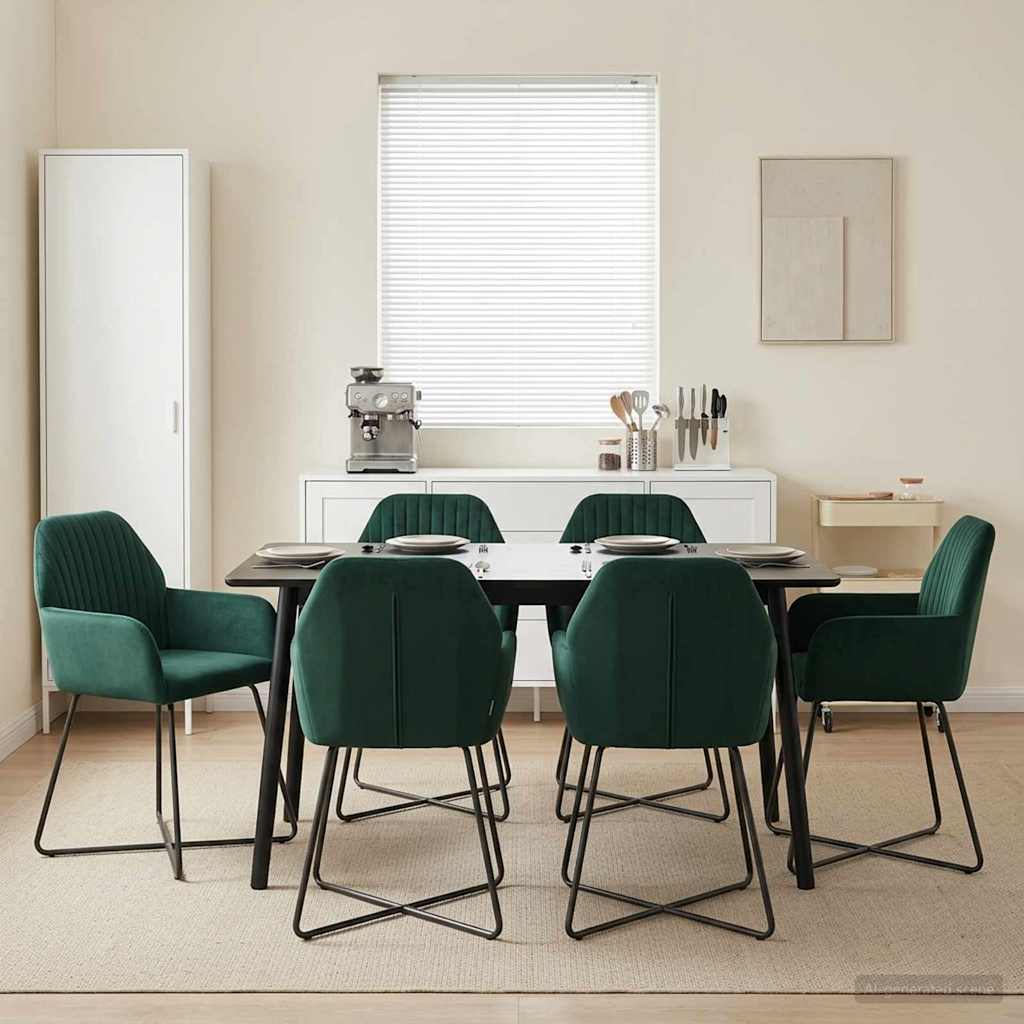 vidaXL Καρέκλες φαγητού 4 pcs Βελούδο Σκούρο Πράσινο 55 x 50 x 84 εκ.