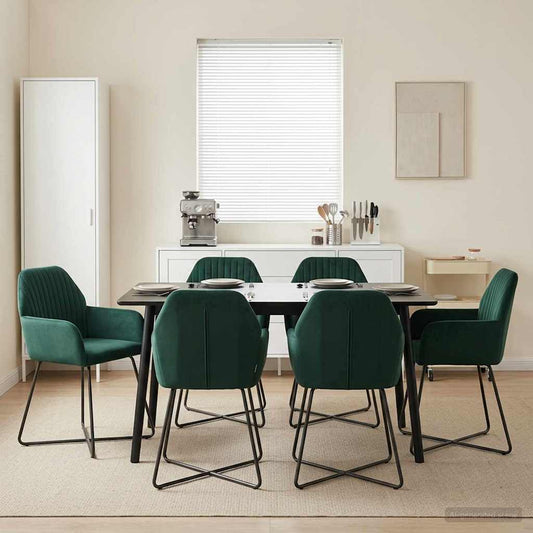 vidaXL Καρέκλες φαγητού 4 pcs Βελούδο Σκούρο Πράσινο 55 x 50 x 84 εκ.