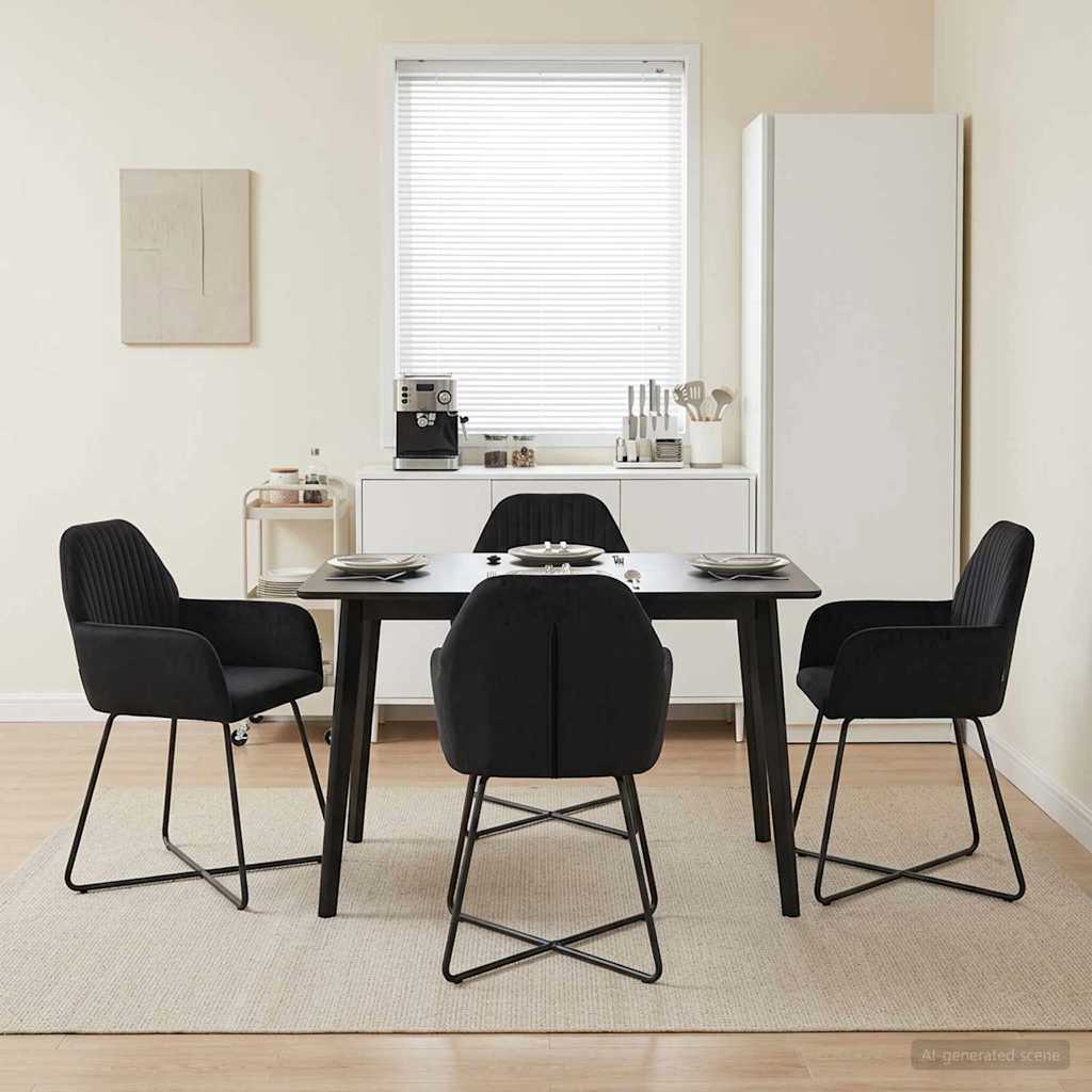 vidaXL Καρέκλες φαγητού 4 pcs Βελούδο Μαύρο 55 x 50 x 84 εκ.