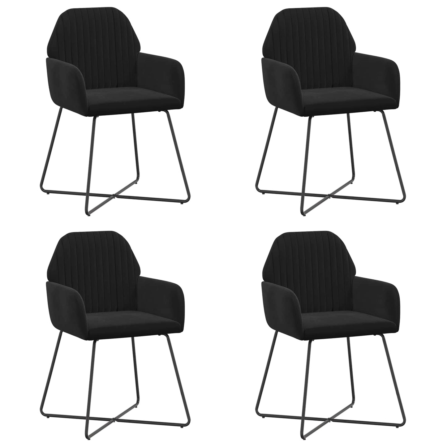 vidaXL Καρέκλες φαγητού 4 pcs Βελούδο Μαύρο 55 x 50 x 84 εκ.