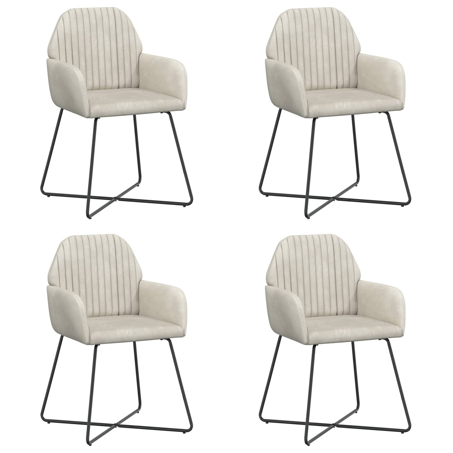 vidaXL Καρέκλες φαγητού 4 pcs Βελούδο Κρεμ 55 x 50 x 84 εκ.