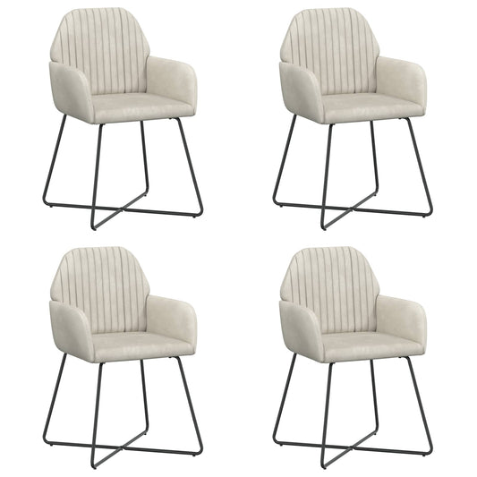 vidaXL Καρέκλες φαγητού 4 pcs Βελούδο Κρεμ 55 x 50 x 84 εκ.