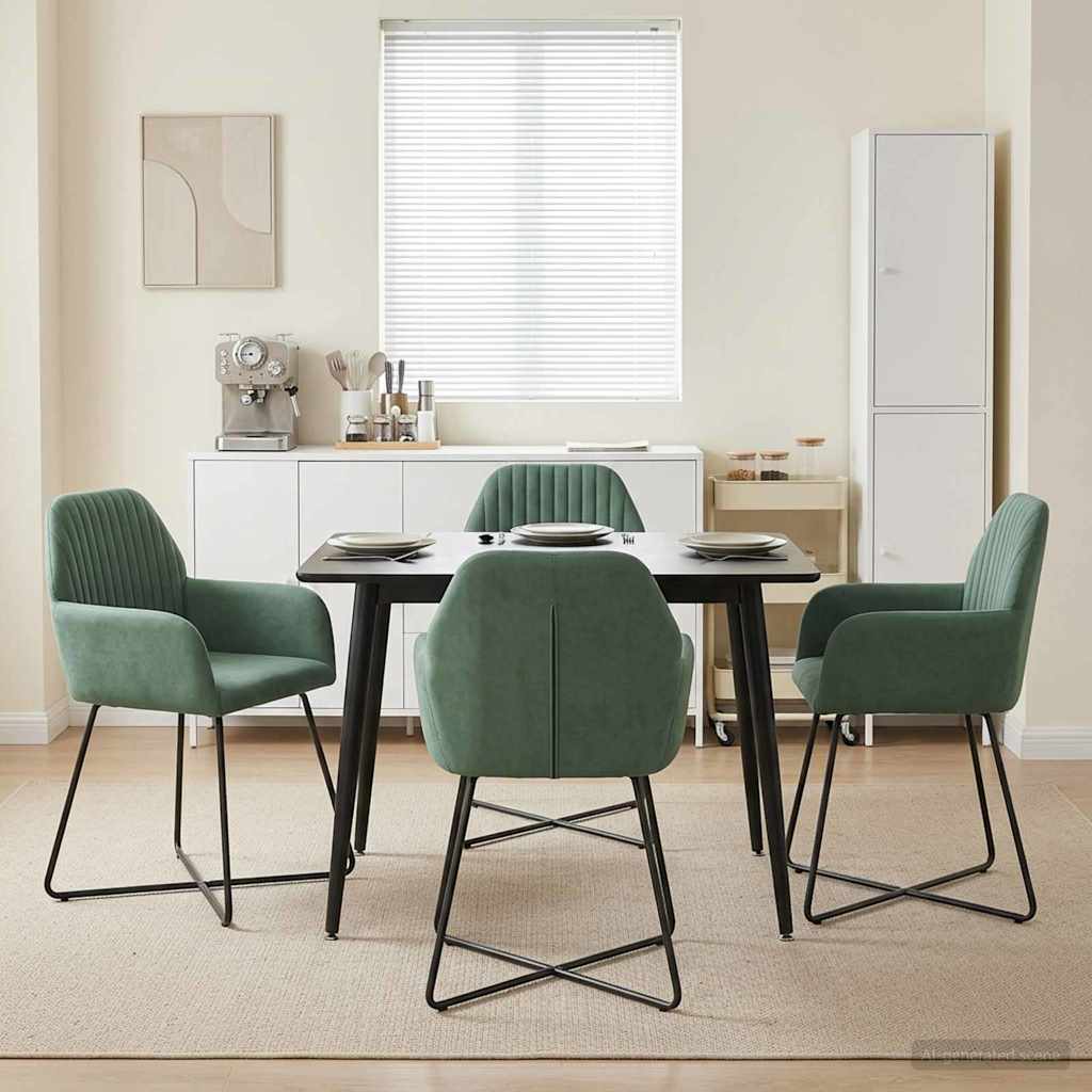 vidaXL Καρέκλες φαγητού 4 pcs Βελούδο Θαλασσί 55 x 50 x 84 εκ.