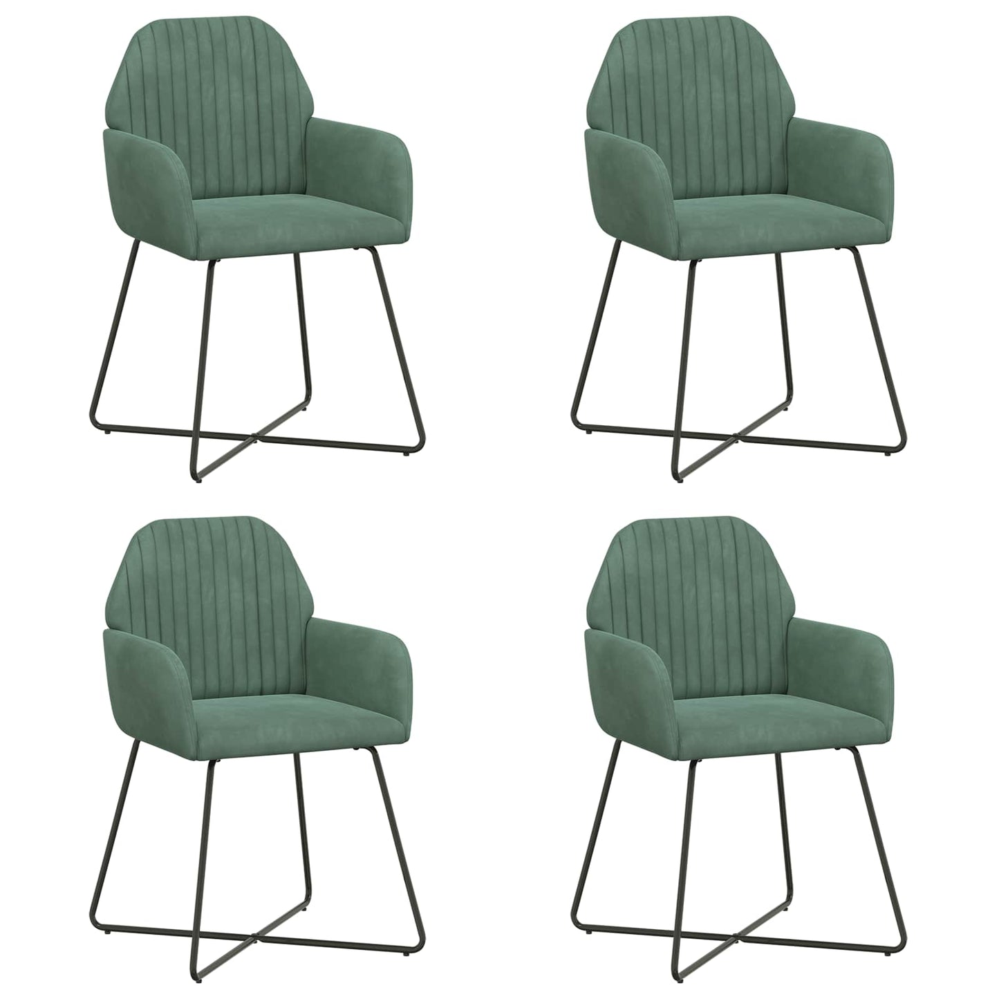 vidaXL Καρέκλες φαγητού 4 pcs Βελούδο Θαλασσί 55 x 50 x 84 εκ.