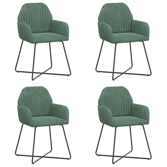 vidaXL Καρέκλες φαγητού 4 pcs Βελούδο Θαλασσί 55 x 50 x 84 εκ.