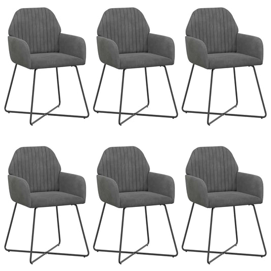 vidaXL Καρέκλες φαγητού 6 pcs Βελούδο Σκούρο Γκρι 55 x 50 x 84 εκ.