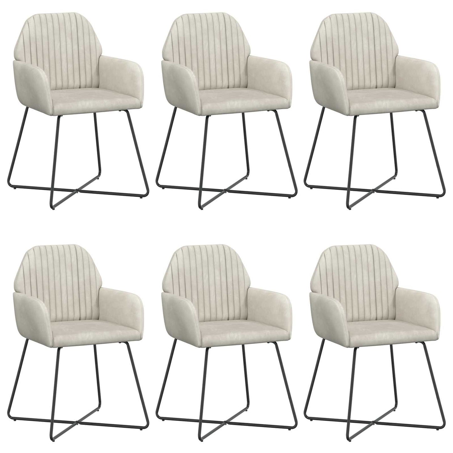 vidaXL Καρέκλες φαγητού 6 pcs Βελούδο Κρεμ 55 x 50 x 84 εκ.