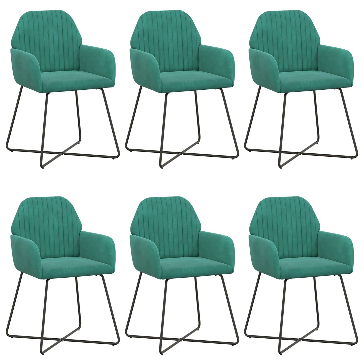 vidaXL Καρέκλες φαγητού 6 pcs Βελούδο Τιρκουάζ 55 x 50 x 84 εκ.