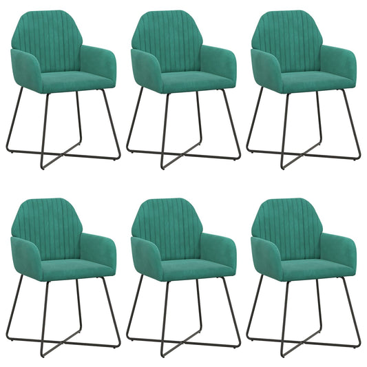 vidaXL Καρέκλες φαγητού 6 pcs Βελούδο Τιρκουάζ 55 x 50 x 84 εκ.