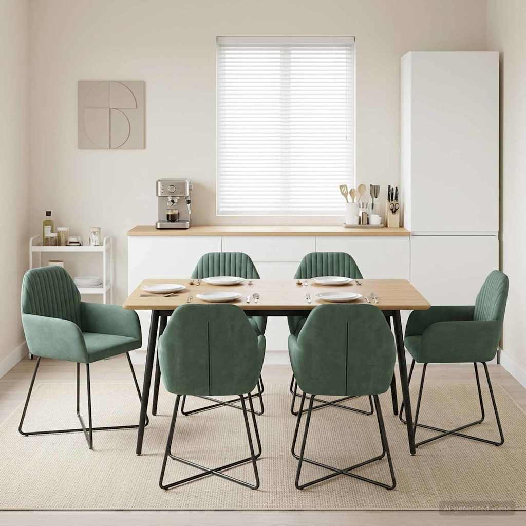 vidaXL Καρέκλες φαγητού 6 pcs Βελούδο Θαλασσί 55 x 50 x 84 εκ.