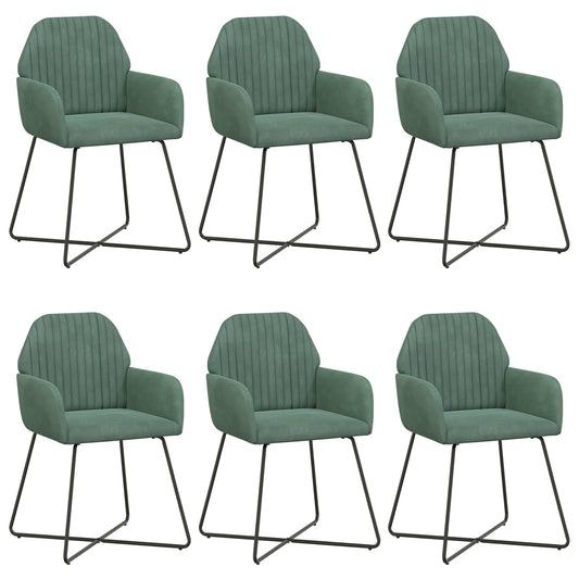 vidaXL Καρέκλες φαγητού 6 pcs Βελούδο Θαλασσί 55 x 50 x 84 εκ.