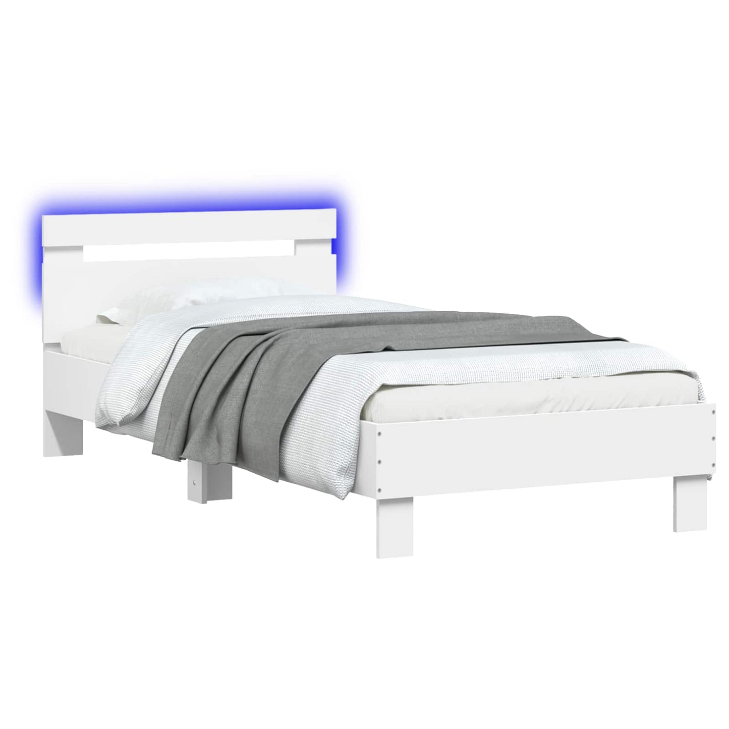 vidaXL Κρεβάτι με φωτισμό LED Λευκό 80 x 200 cm Επεξεργασμένο Ξύλο
