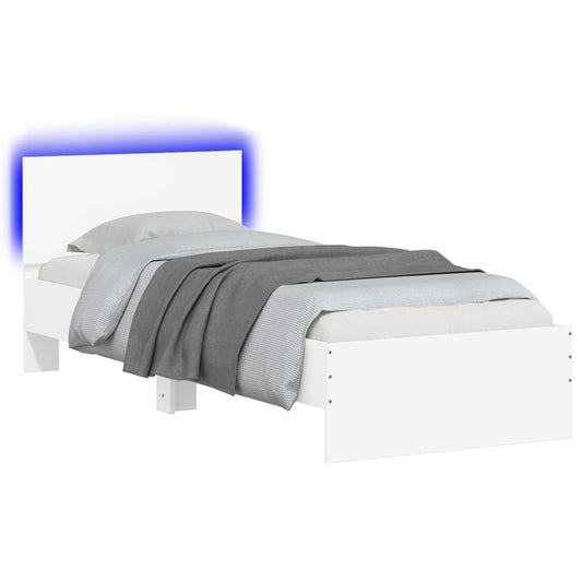 vidaXL Κρεβάτι με φωτισμό LED Λευκό 80 x 200 cm Επεξεργασμένο Ξύλο