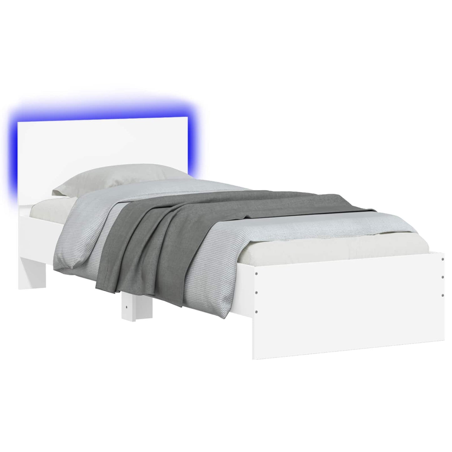 vidaXL Κρεβάτι με φωτισμό LED Λευκό 80 x 200 cm Επεξεργασμένο Ξύλο