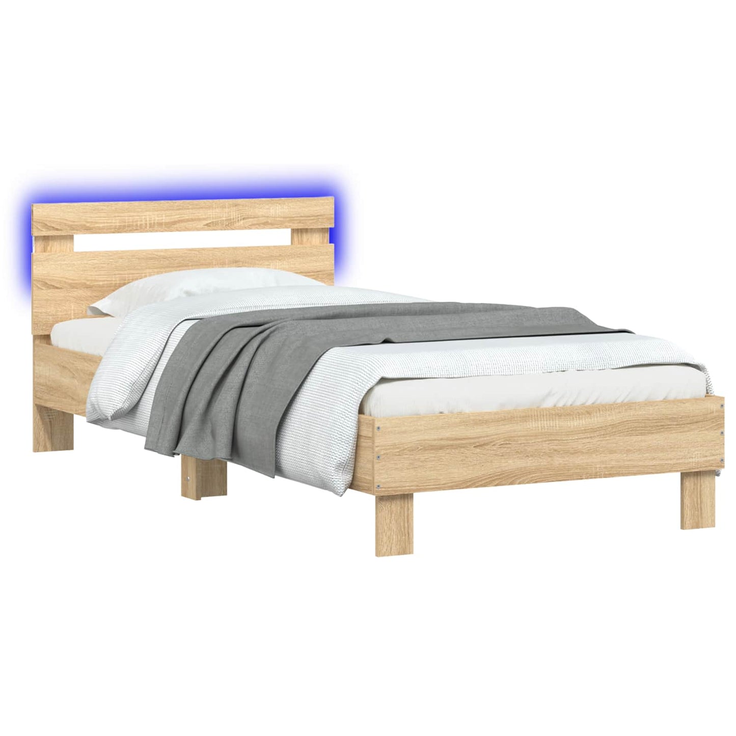vidaXL Κρεβάτι με φωτισμό LED Sonoma Δρυς 80 x 200 cm