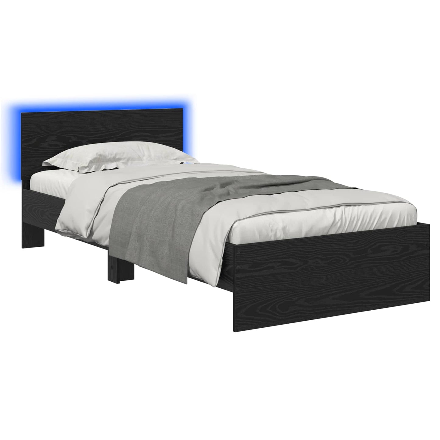 vidaXL Κρεβάτι με φωτισμό LED Μαύρη Δρυς 80 x 200 cm