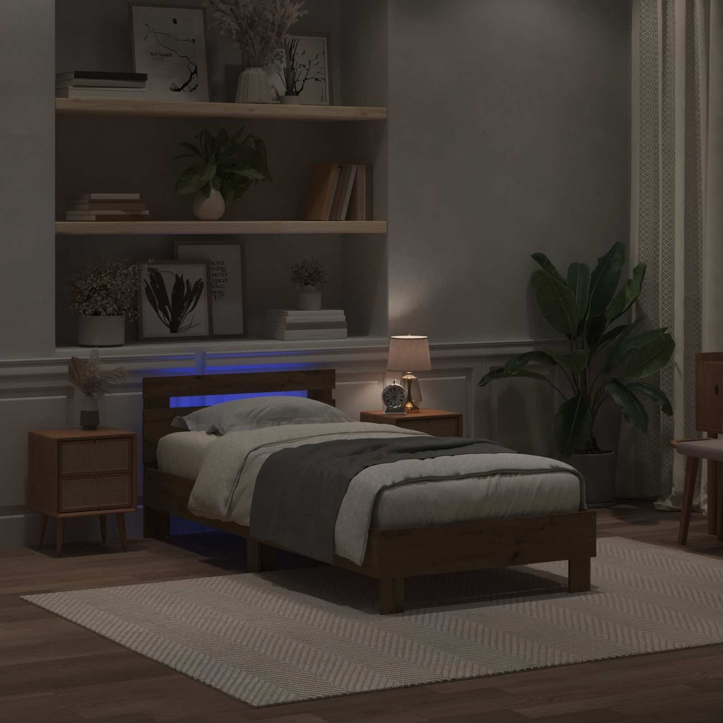 vidaXL Κρεβάτι με φωτισμό LED Artisian Δρυς 80 x 200 cm
