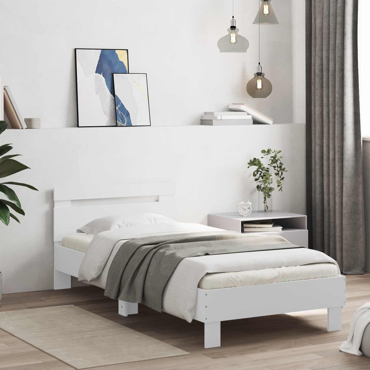 vidaXL Κρεβάτι με Κεφαλάρι Λευκό 80 x 200 cm Επεξεργασμένο Ξύλο