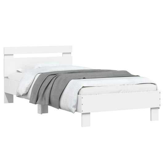 vidaXL Κρεβάτι με Κεφαλάρι Λευκό 80 x 200 cm Επεξεργασμένο Ξύλο