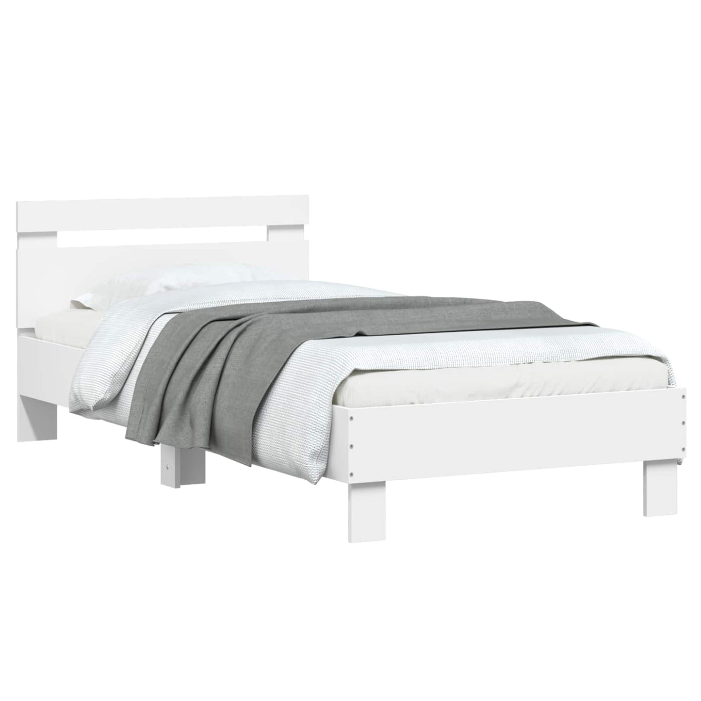 vidaXL Κρεβάτι με Κεφαλάρι Λευκό 80 x 200 cm Επεξεργασμένο Ξύλο