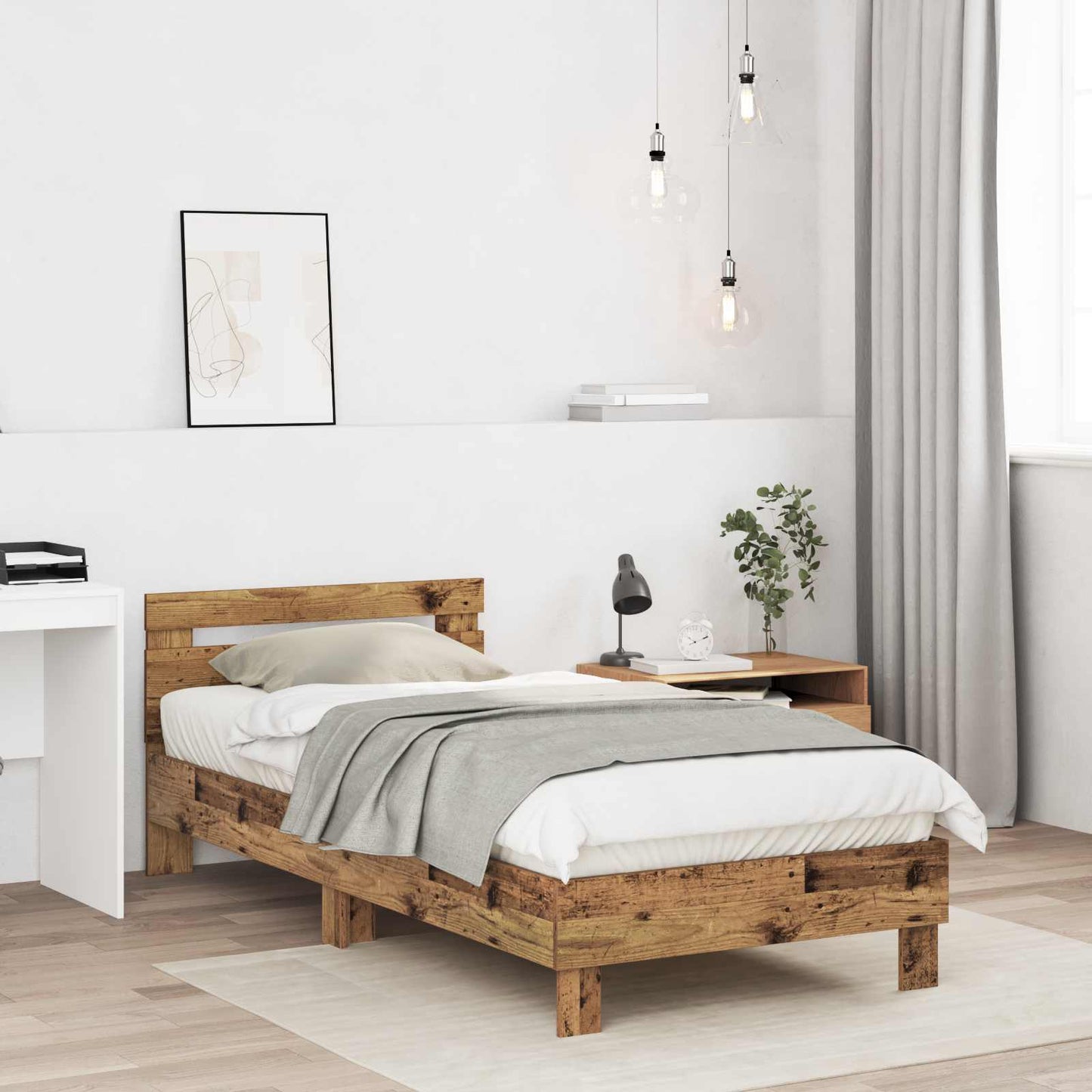 vidaXL Σκελετός Κρεβατιού Παλαιωμένο ξύλο 80 x 200 cm